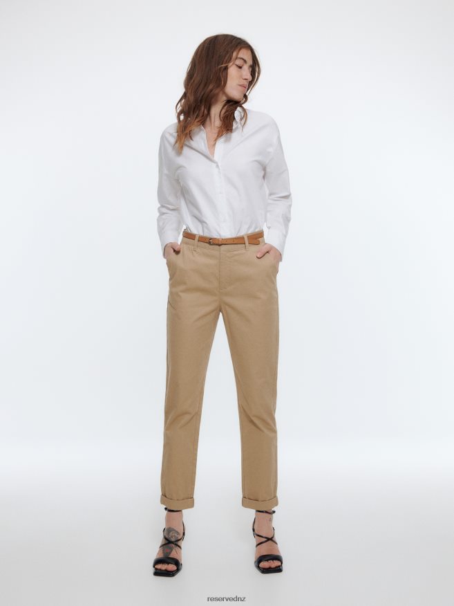 Reserved Women Chino Trousers With Belt P6H08T650 Apparel Beige