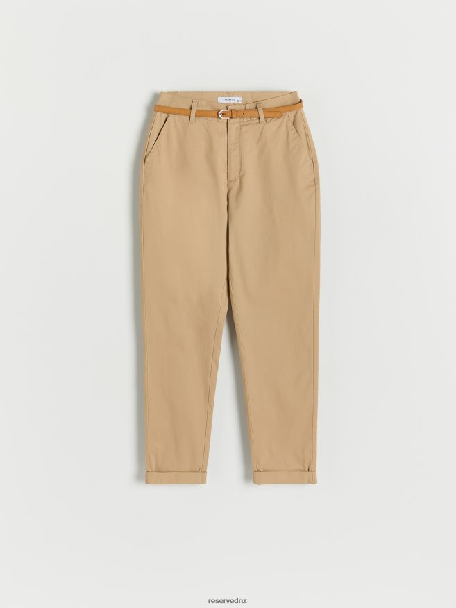 Reserved Women Chino Trousers With Belt P6H08T650 Apparel Beige