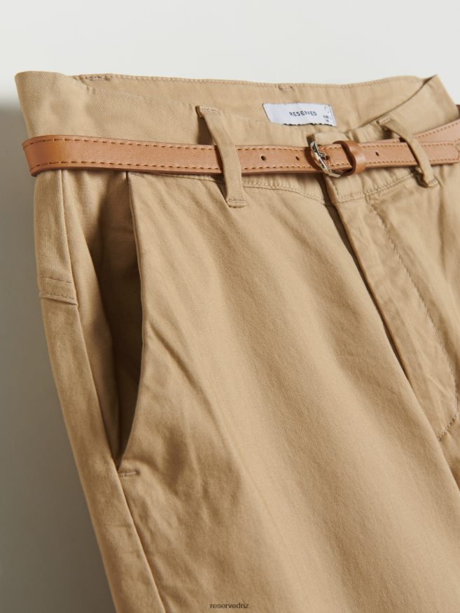 Reserved Women Chino Trousers With Belt P6H08T650 Apparel Beige