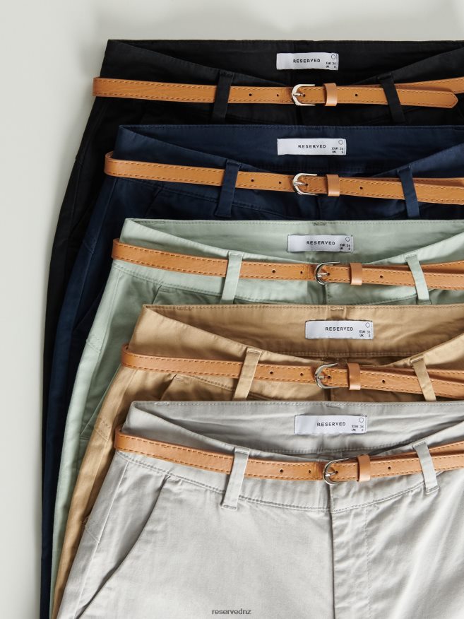 Reserved Women Chino Trousers With Belt P6H08T650 Apparel Beige