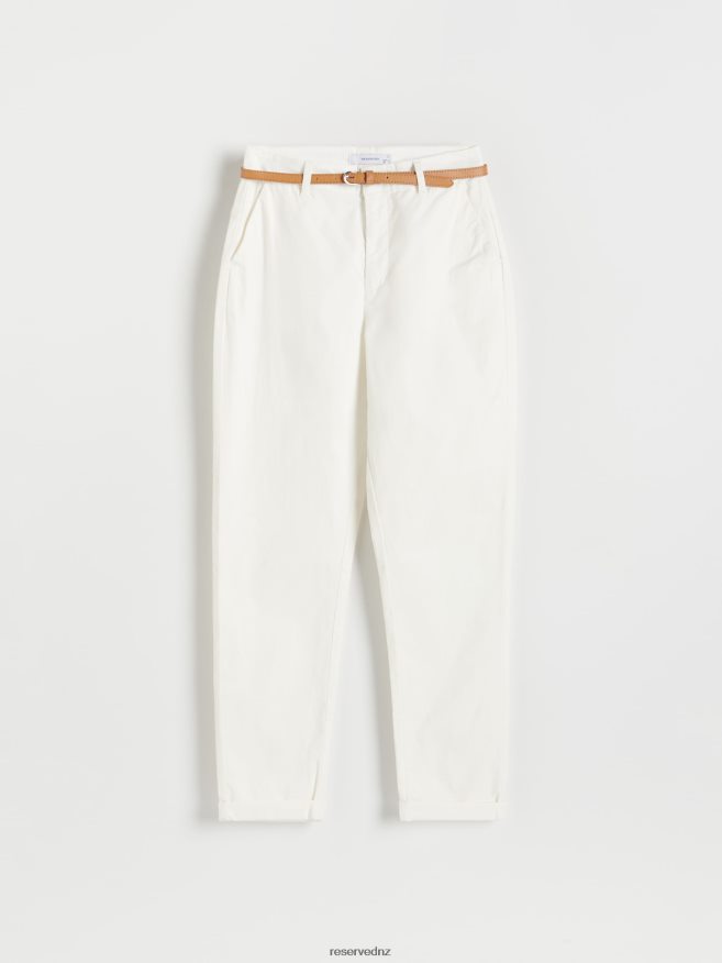 Reserved Women Chino Trousers With Belt P6H08T713 Apparel Cream