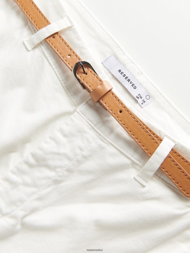 Reserved Women Chino Trousers With Belt P6H08T713 Apparel Cream