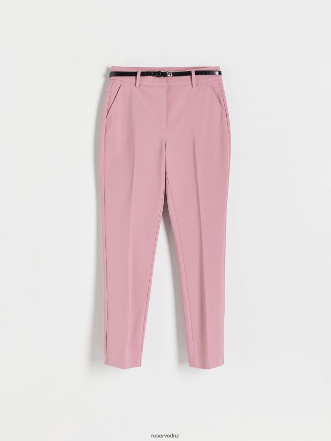 Reserved Women Cigarette Trousers With Belt P6H08T657 Apparel Dusty Rose