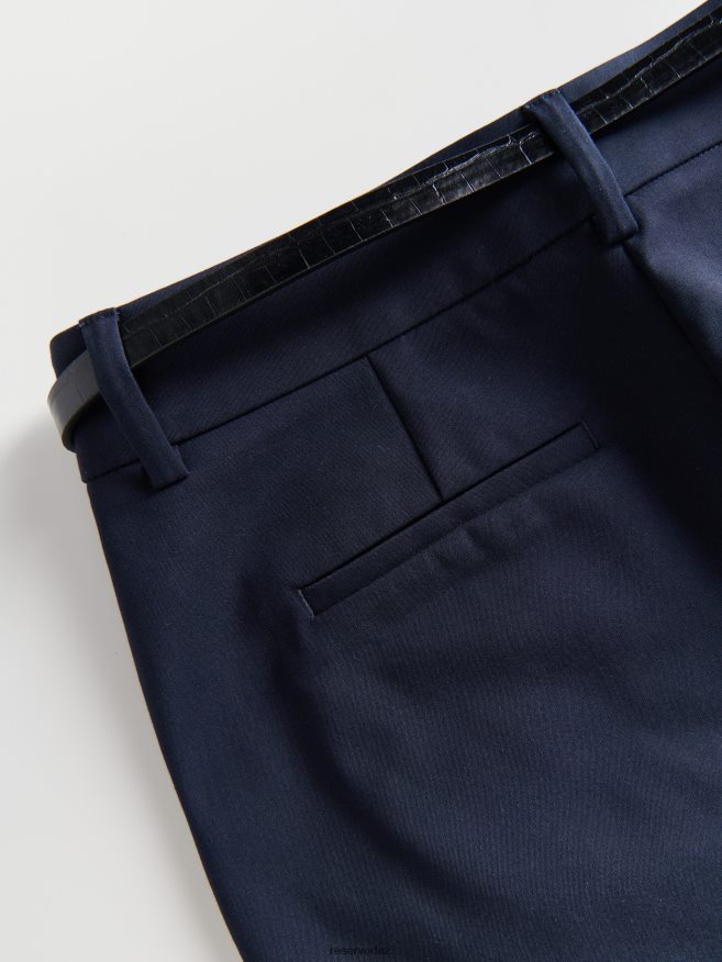 Reserved Women Cigarette Trousers With Belt P6H08T658 Apparel Navy