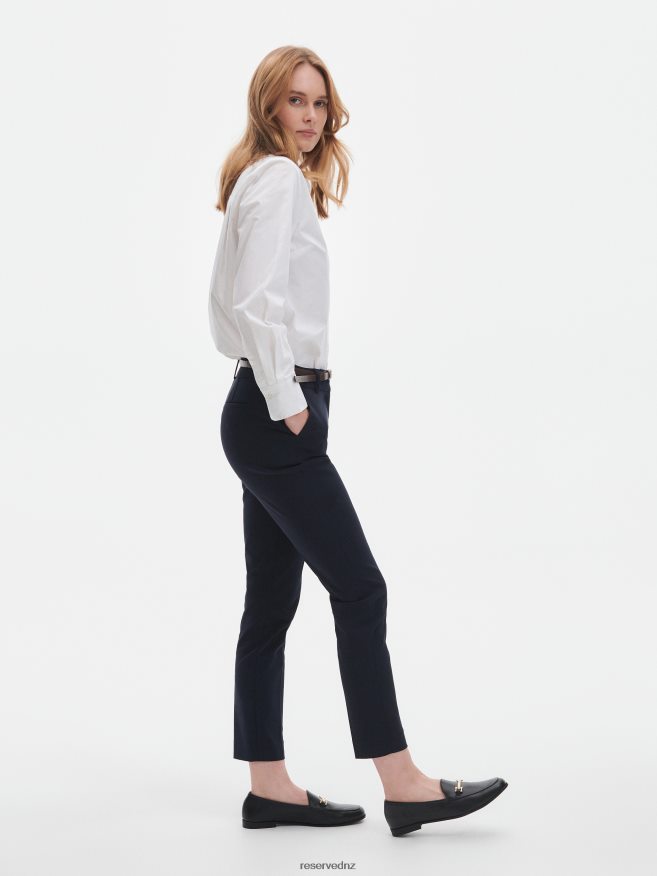 Reserved Women Cigarette Trousers With Belt P6H08T665 Apparel Navy