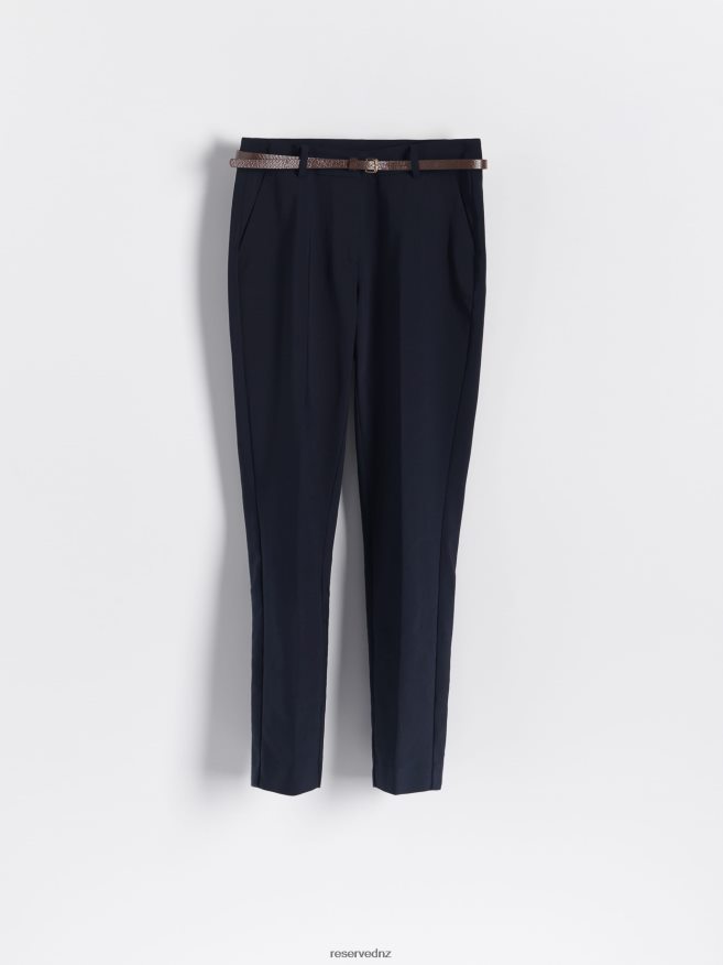 Reserved Women Cigarette Trousers With Belt P6H08T665 Apparel Navy