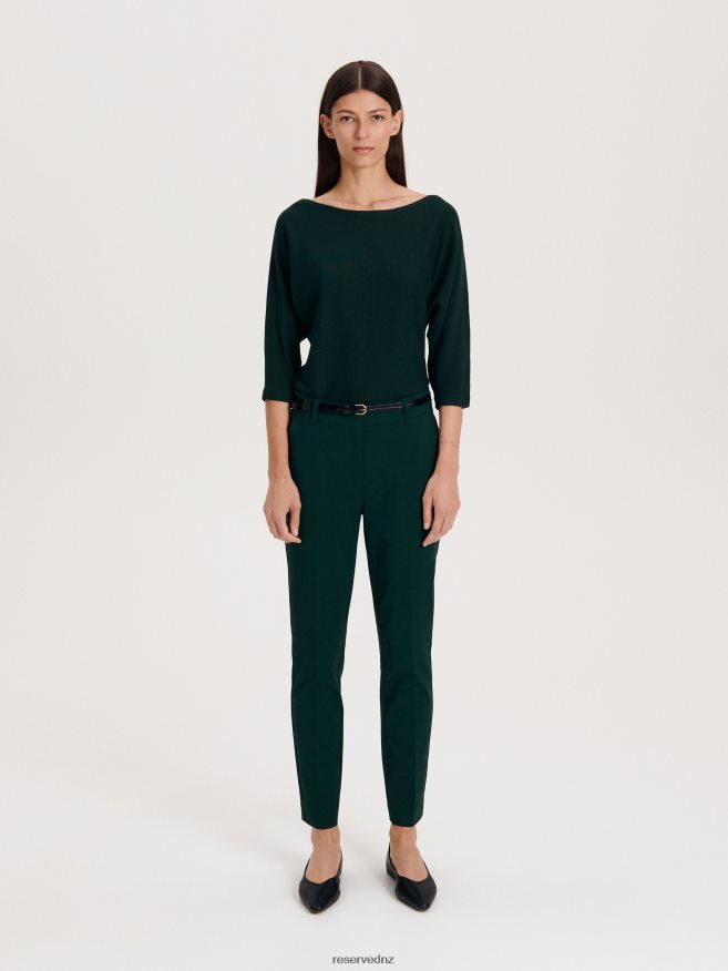 Reserved Women Cigarette Trousers With Belt P6H08T668 Apparel Dark Turquoise