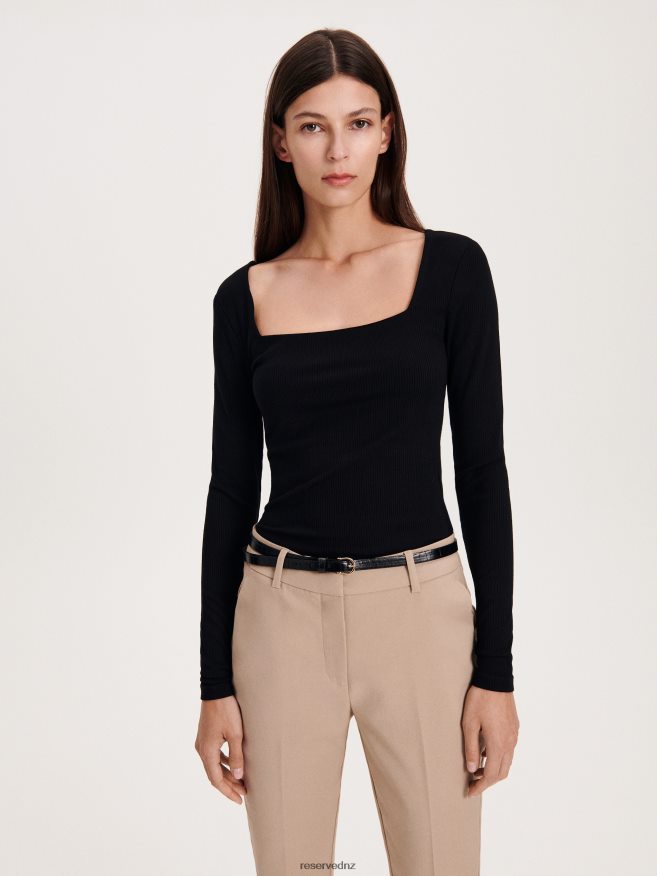 Reserved Women Cigarette Trousers With Belt P6H08T673 Apparel Beige