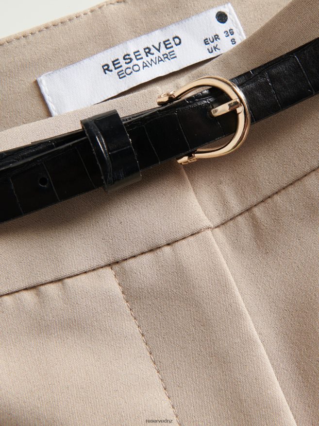 Reserved Women Cigarette Trousers With Belt P6H08T673 Apparel Beige