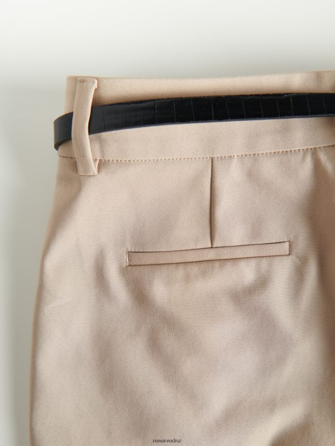 Reserved Women Cigarette Trousers With Belt P6H08T673 Apparel Beige