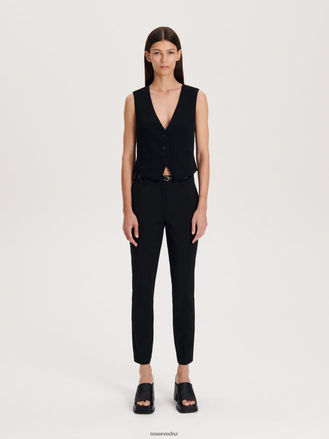 Reserved Women Cigarette Trousers With Belt P6H08T676 Apparel Black