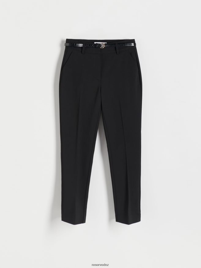 Reserved Women Cigarette Trousers With Belt P6H08T676 Apparel Black