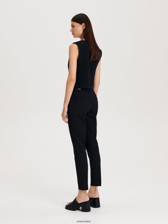 Reserved Women Cigarette Trousers With Belt P6H08T676 Apparel Black