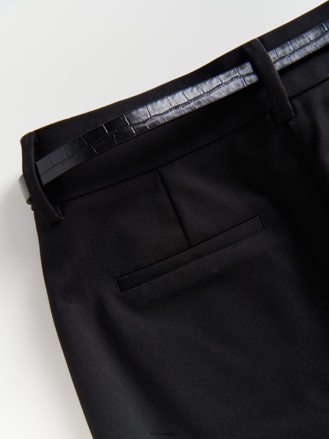 Reserved Women Cigarette Trousers With Belt P6H08T676 Apparel Black