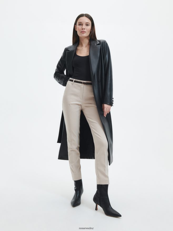 Reserved Women Cigarette Trousers With Belt P6H08T702 Apparel Nude