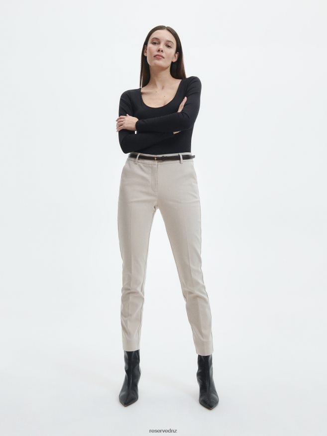 Reserved Women Cigarette Trousers With Belt P6H08T702 Apparel Nude