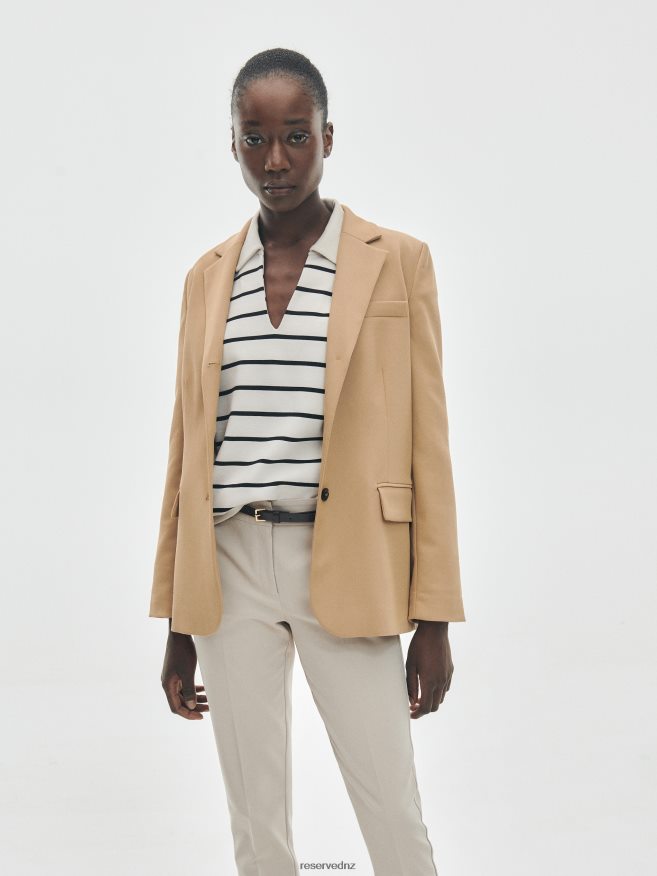 Reserved Women Cigarette Trousers With Belt P6H08T732 Apparel Nude