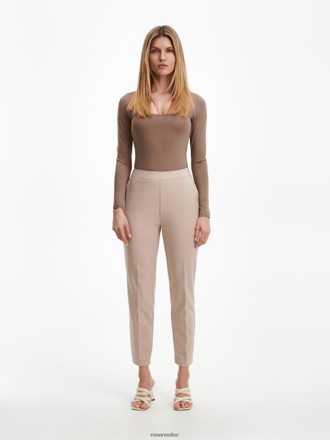 Reserved Women Cigarette Trousers With Pressed Crease P6H08T697 Apparel Beige