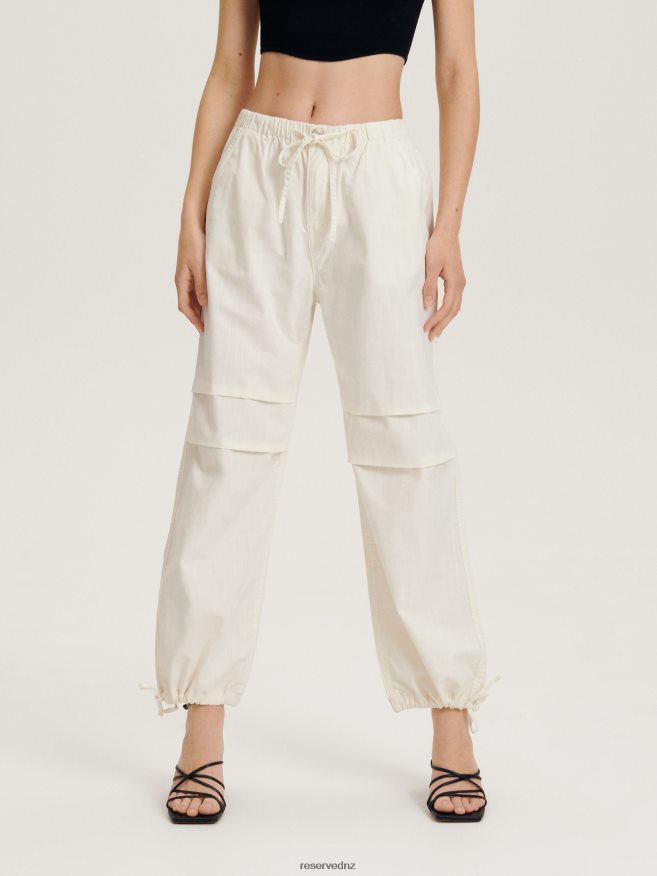Reserved Women Cotton Rich Trousers P6H08T716 Apparel Cream