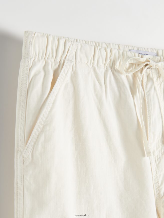 Reserved Women Cotton Rich Trousers P6H08T716 Apparel Cream