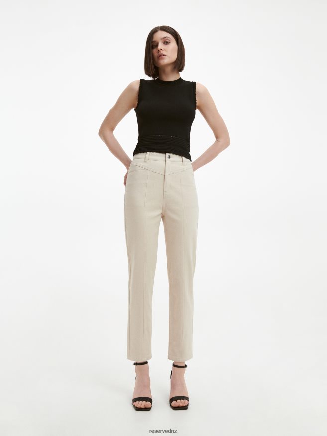 Reserved Women Cotton Rich Trousers P6H08T724 Apparel Beige