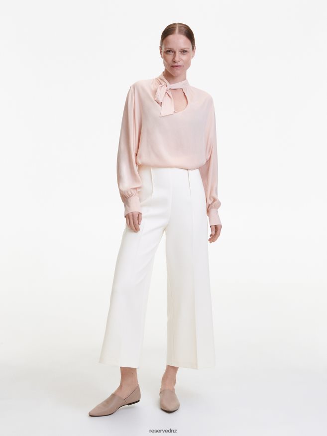 Reserved Women Elegant Trousers With Pressed Crease P6H08T683 Apparel Cream