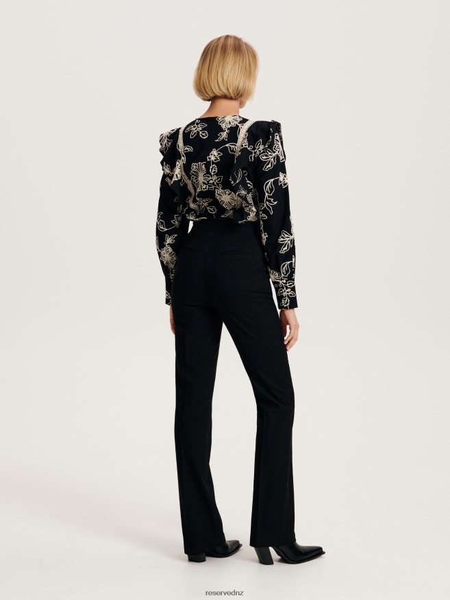 Reserved Women Flare Trousers P6H08T629 Apparel Black