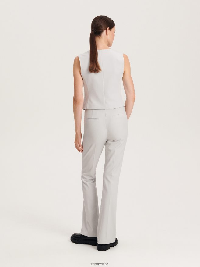 Reserved Women Flare Trousers P6H08T633 Apparel Light Grey