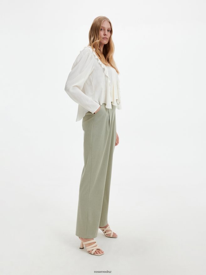 Reserved Women Lyocell Blend Trousers P6H08T725 Apparel Pale Green