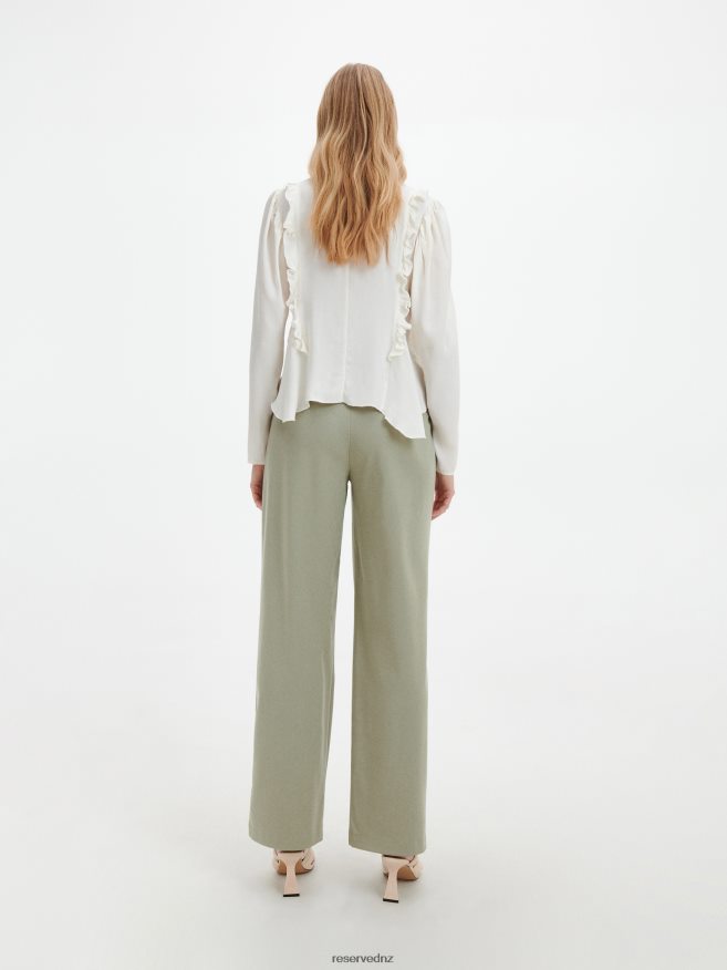 Reserved Women Lyocell Blend Trousers P6H08T725 Apparel Pale Green