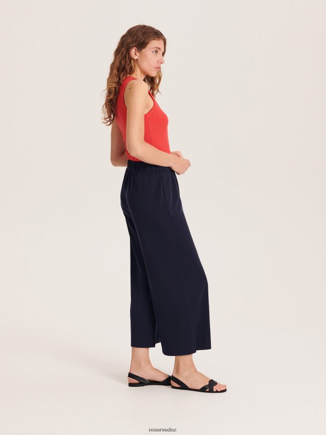Reserved Women Modal Rich Trousers P6H08T614 Apparel Navy