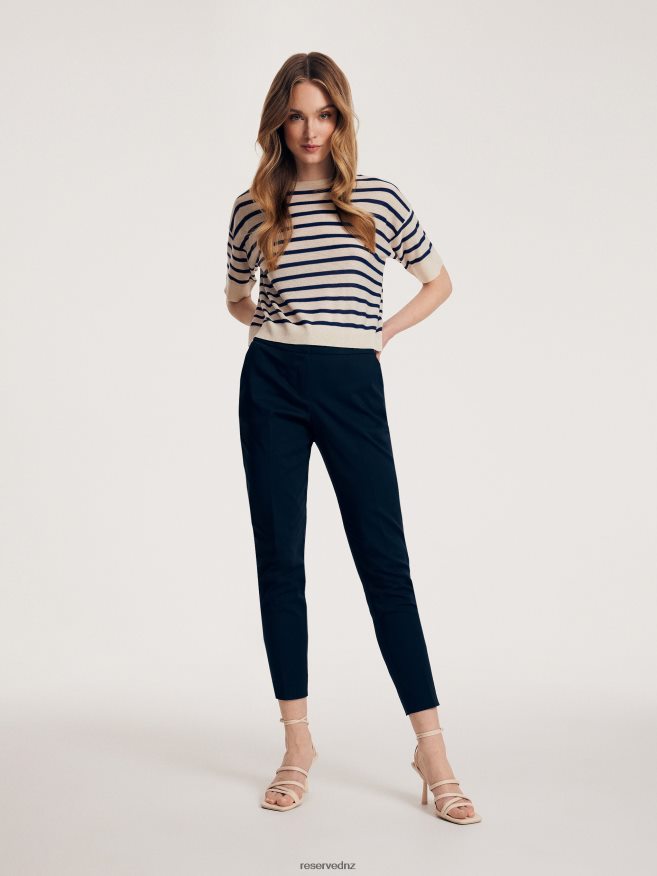 Reserved Women New Trousers With Pressed Crease P6H08T649 Apparel Navy