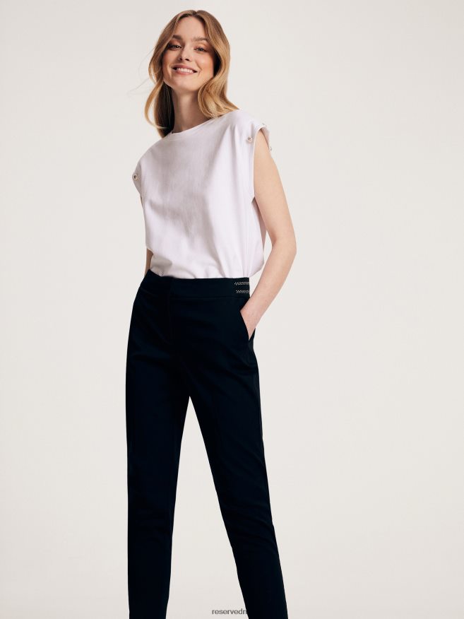 Reserved Women New Trousers With Pressed Crease P6H08T666 Apparel Black