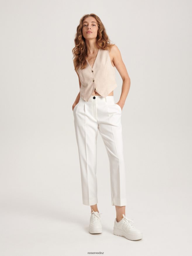 Reserved Women New Trousers With Pressed Crease P6H08T669 Apparel White