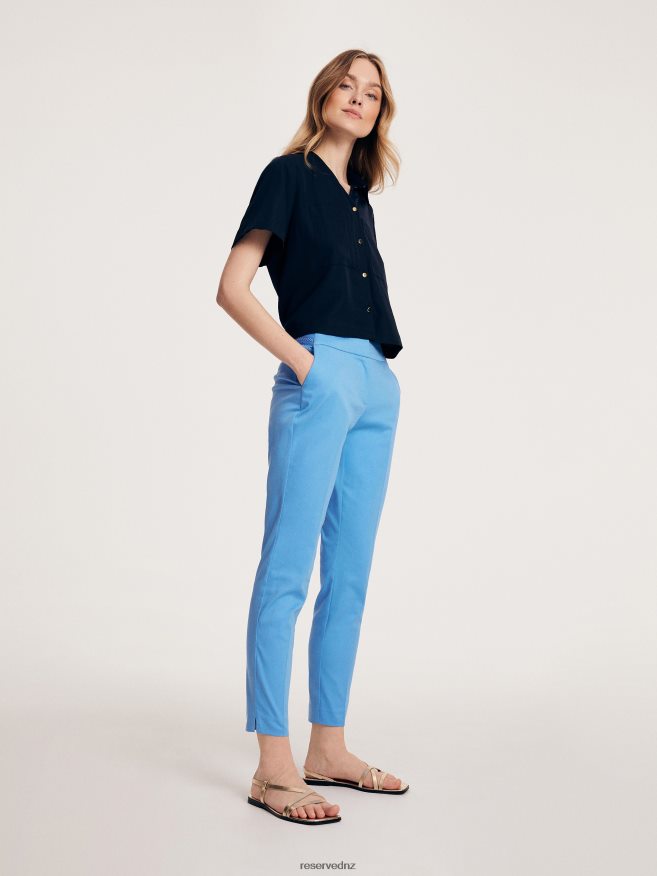 Reserved Women New Trousers With Pressed Crease P6H08T684 Apparel Blue