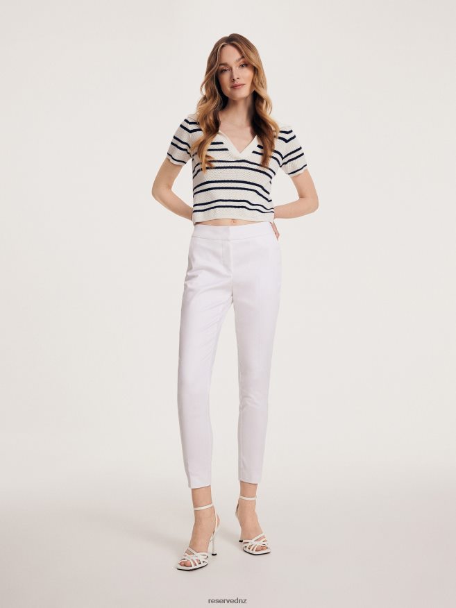 Reserved Women New Trousers With Pressed Crease P6H08T685 Apparel White