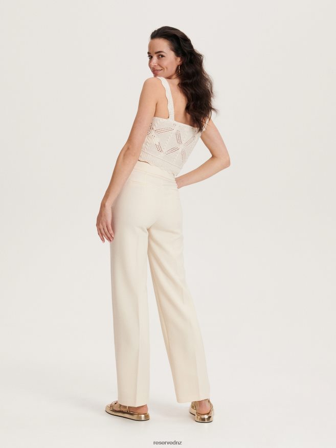 Reserved Women New Trousers With Pressed Crease P6H08T704 Apparel Cream