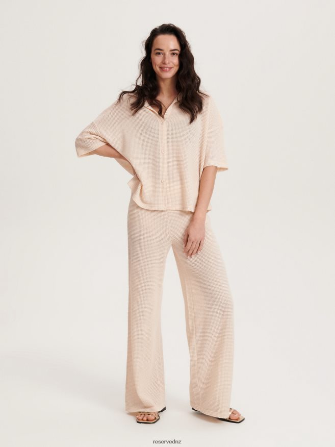 Reserved Women Openwork Trousers P6H08T719 Apparel Beige