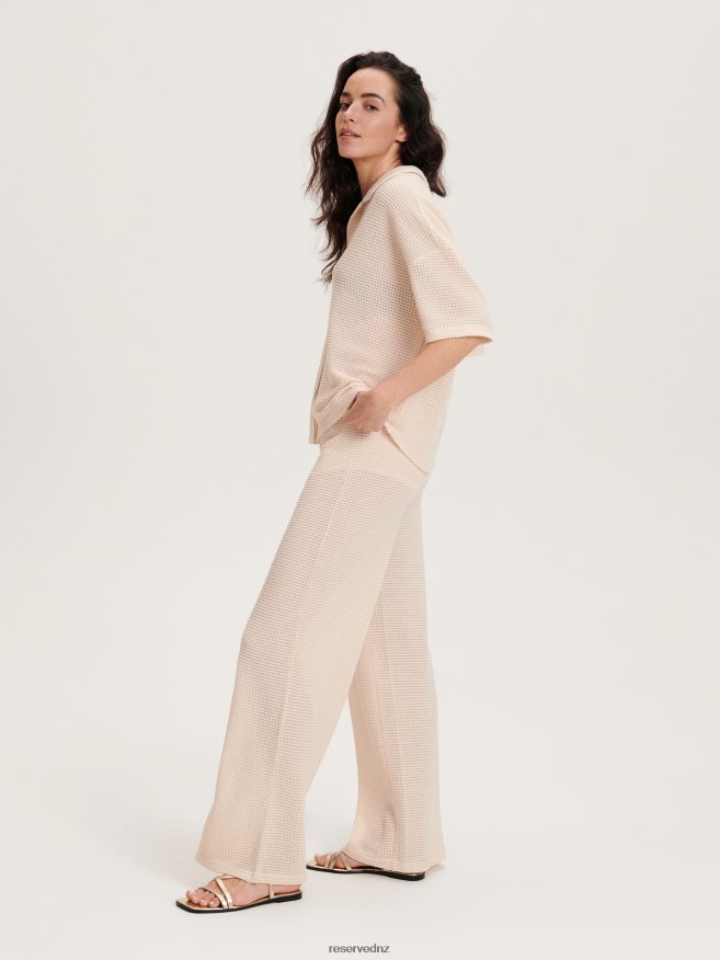 Reserved Women Openwork Trousers P6H08T719 Apparel Beige