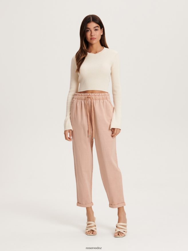Reserved Women Paperbag Design Trousers P6H08T699 Apparel Dusty Rose