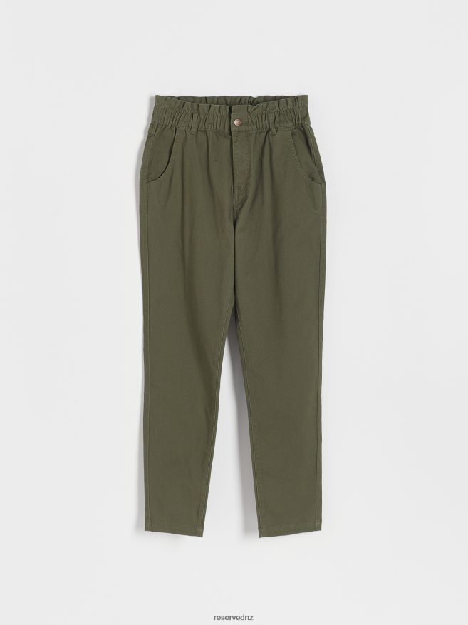 Reserved Women Paperbag Trousers P6H08T623 Apparel Green