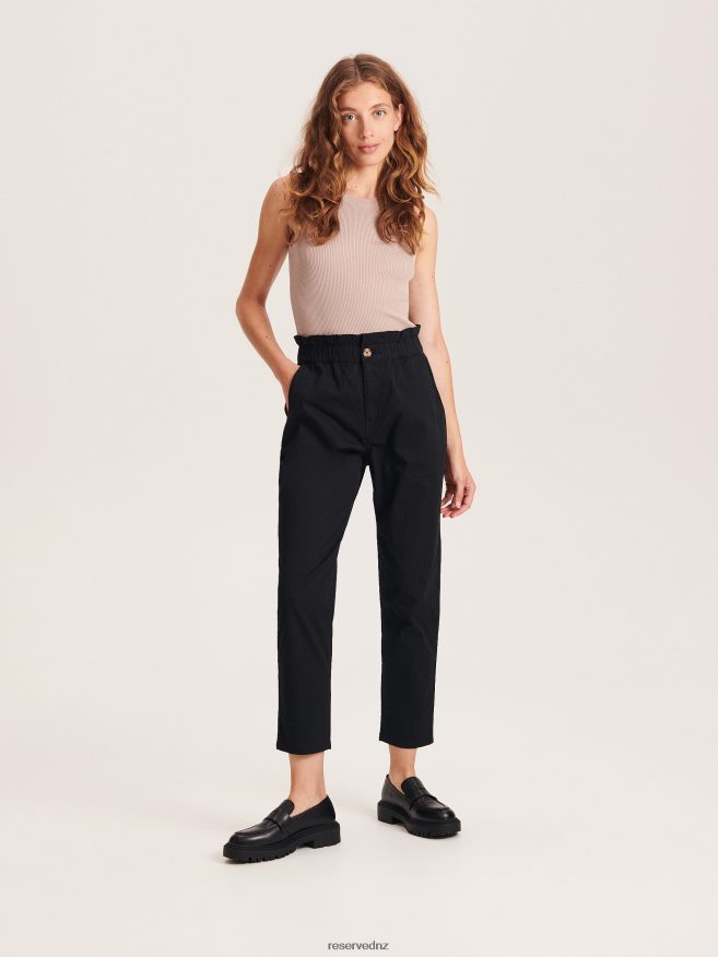 Reserved Women Paperbag Trousers P6H08T663 Apparel Black