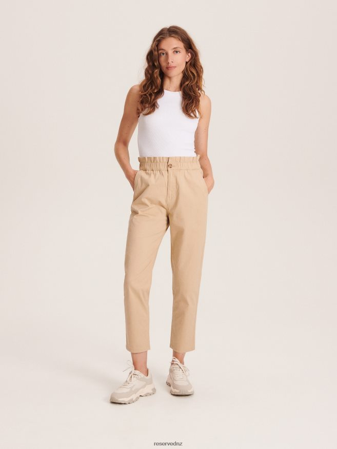 Reserved Women Paperbag Trousers P6H08T670 Apparel Beige