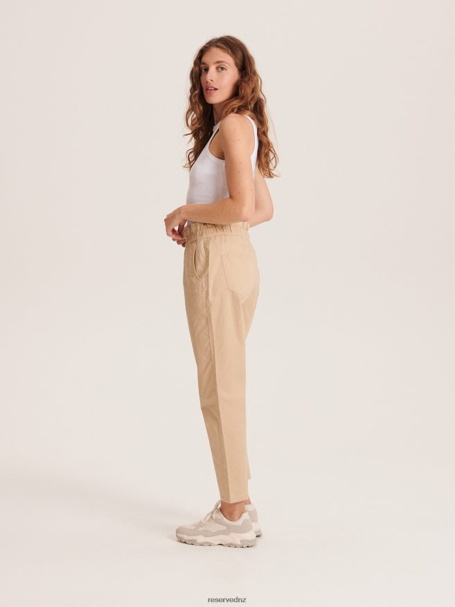 Reserved Women Paperbag Trousers P6H08T670 Apparel Beige