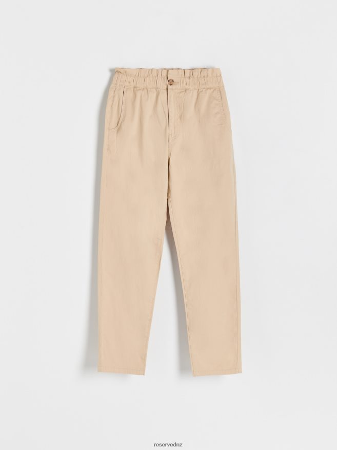 Reserved Women Paperbag Trousers P6H08T670 Apparel Beige