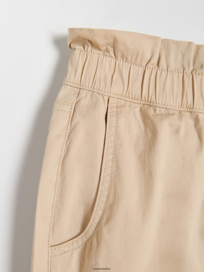 Reserved Women Paperbag Trousers P6H08T670 Apparel Beige