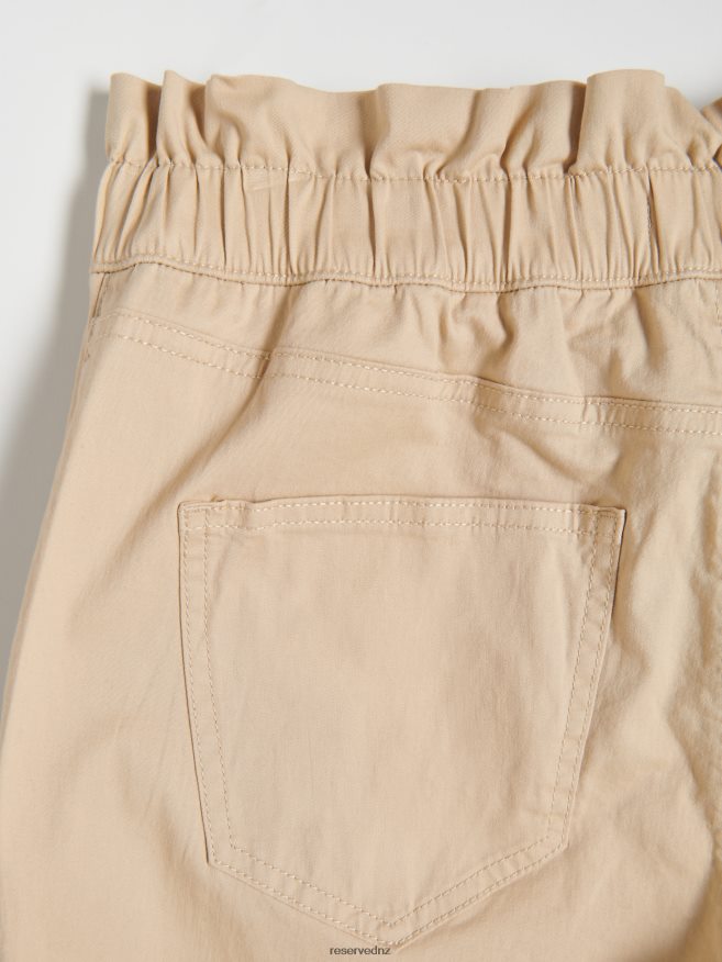 Reserved Women Paperbag Trousers P6H08T670 Apparel Beige