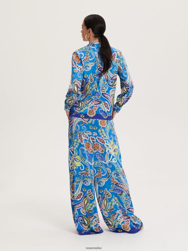 Reserved Women Patterned Palazzo Trousers P6H08T698 Apparel Blue