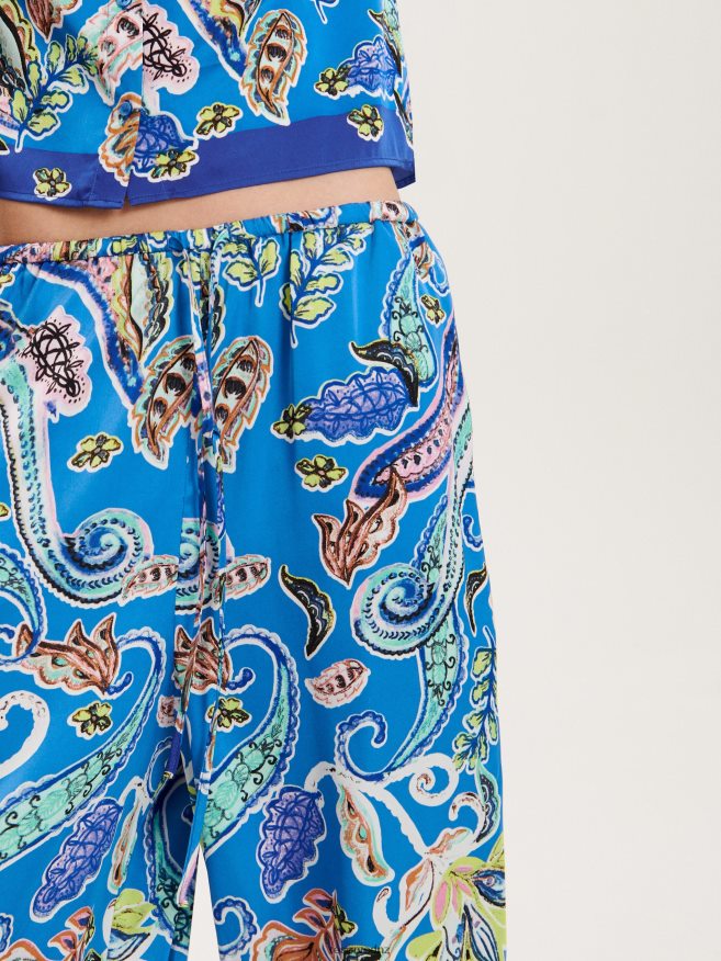Reserved Women Patterned Palazzo Trousers P6H08T698 Apparel Blue