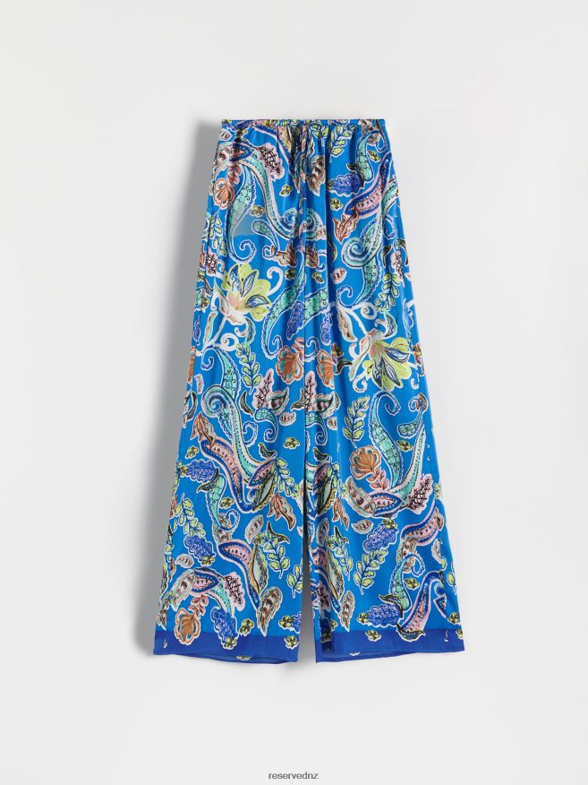 Reserved Women Patterned Palazzo Trousers P6H08T698 Apparel Blue